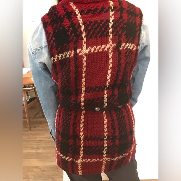 Vintage Eddie Bauer Red Plaid Wool Vest size Large - Picture 7 of 14